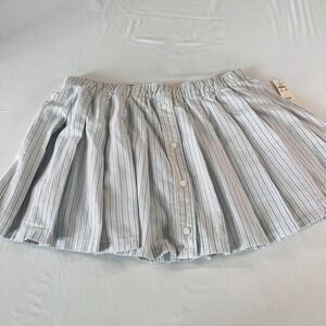 OFFLINE by Aerie Pinstripe Button Front Mini Skirt Skort Blue White Size Large
